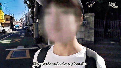 Chitose Yura's hot mom friend series, blurred guy in Japanese street scene