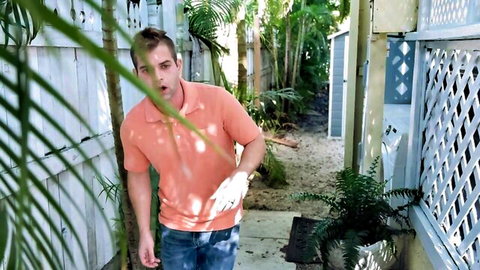Kiki Daire and Carrie Ann tease surprised man in outdoor ass play scene