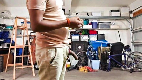 Desi Indian man exposes big cock in amateur garage solo tease