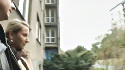 Blonde amateur slut with juicy booty giving client epic outdoor BJ