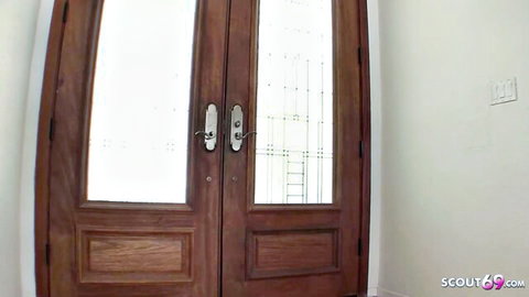 Mika petite Asian virgin approaches neighbor's door for defloration seduction