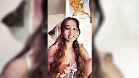 Indian stunner MiaZ12 in sheer top for kinky solo toy play