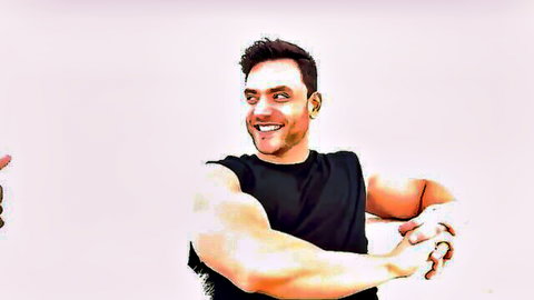 Oh Boy muscular white hunk smiling in tank top, ready for BBC domination