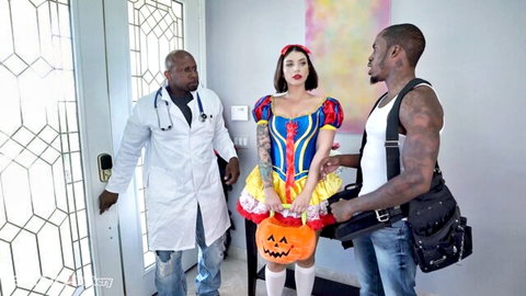 Ivy Lebelle as Snow White in threesome with two black men, double penetration tease