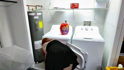 Kelly Payne's tight redhead ass bent over in POV laundry pound