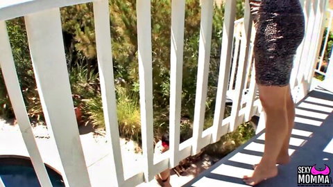 Tanya Tate in short sexy dress teasing ass on balcony, Sexy Momma milf action