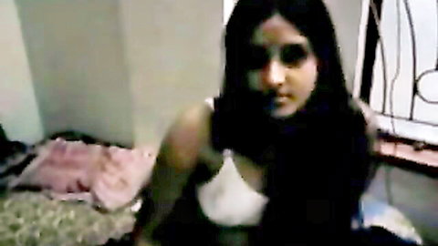 Desi girlfriend with natural tits in white top on cam