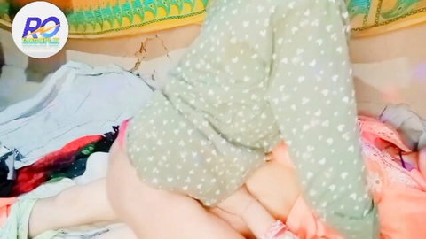 South Asian amateur babe exposes bare ass and wet pussy bent over in homemade tease