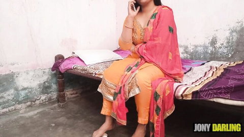 Jony Darling in sexy orange salwar kameez, seductive phone tease