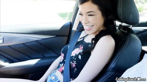 Savannah Sixx smiling in car during CastingCouchX interview