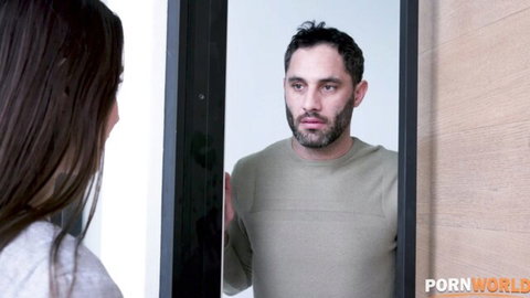 Hazel Moore seduces client at door in tight top for anal reward