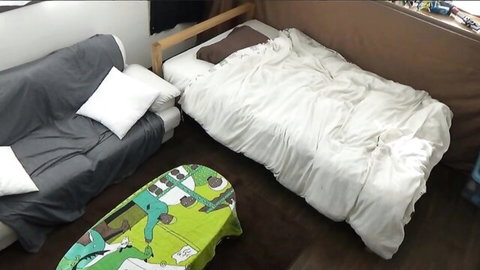 Horny Asian housewife wild ride in messy bed, steamy adult fun