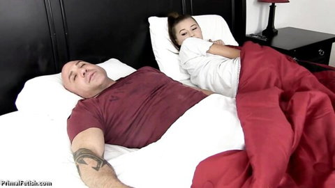 Carolina Sweets lying in bed with step-daddy in steamy amateur scene