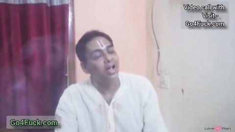 Indian Baba Ji moaning intensely during video call sex with village bhabhi