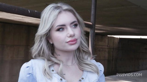 Georgia Koneva seductive blonde in denim top
