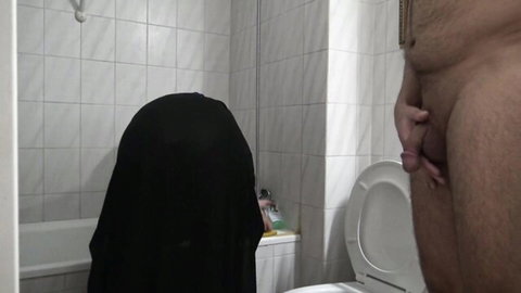 Muslim hijab woman fucked doggy style in bathroom by thick cock