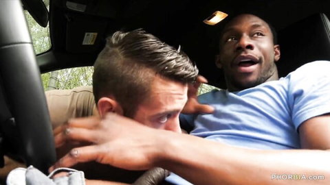 Petra Blair bisexual threesome with two men in car intimacy