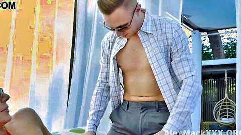 Kendra Lust seduces fit manager outdoors at resort