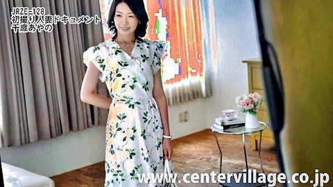 Ayano Chitose mature Japanese wife in floral dress JAV debut