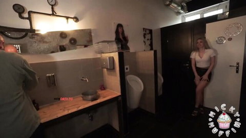 Micky Muffin blonde with huge tits in sexy POV bathroom tease