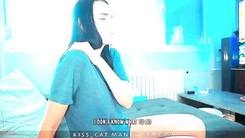 Confused stepmom in teal top during surprise massage creampie