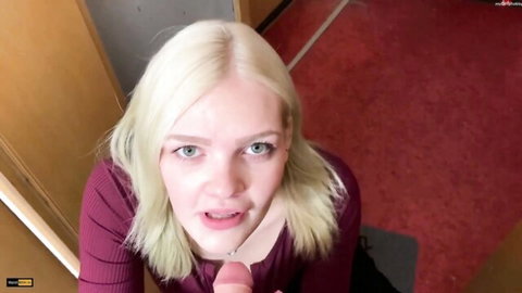 EmelieMai blonde giving POV blowjob close-up