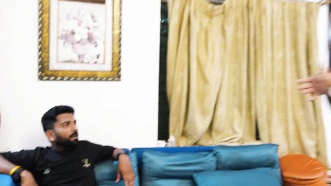 Desi Indian man in black tee lounging for bhabhi gangbang preview