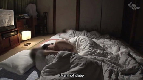 Chitose Saegusa nude in bed, unable to sleep in JAV scene