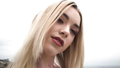 Blonde Anny Aurora close-up portrait, ready for tight ass action in 4K