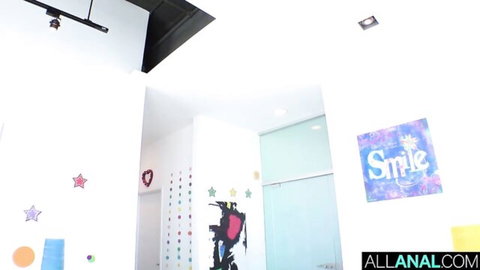 Angel Youngs and Gabbie Carter in colorful setup for juicy anal play
