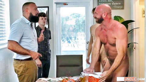 Killian Knox, Danny Shine, Alex Tikas & Damian Rose in nude Thanksgiving gay group scene
