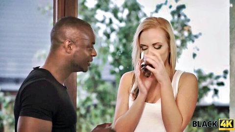 Shania sips drink with handsome black stud in intimate home setup