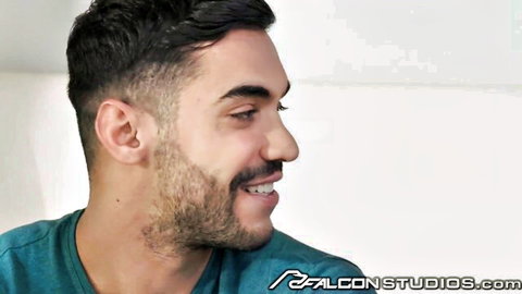 Arad Winwin and Austin Avery smiling in gay porn thumbnail from Falcon Studios
