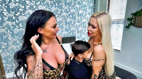 Kerry Louise & Tania Amazon in lingerie with young stud threesome tease