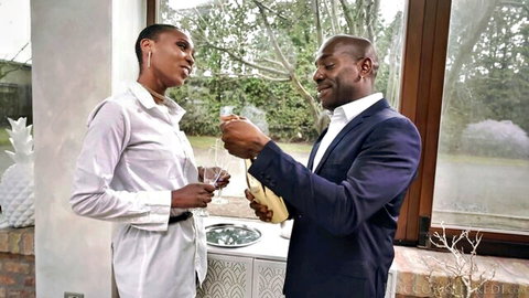 Cherry Kiss and ebony partner toasting champagne in elegant style