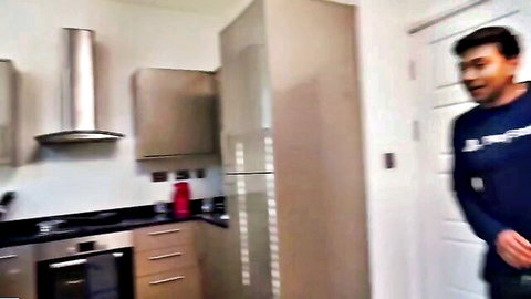 Ava Koxxx catches surprised perv in kitchen, adult surprise encounter