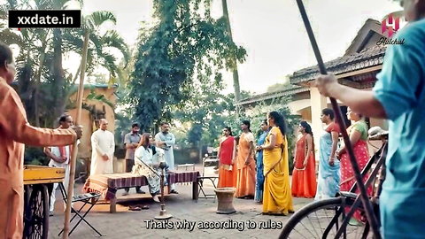 Sexy Indian wives in colorful sarees gather at steamy outdoor wedding with hot South Asian babes