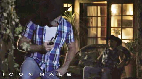 Lance Charger and Casey Everett in tense outdoor gay coach scene