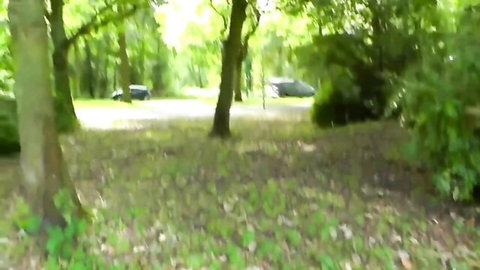 Outdoor wooded parking lot tease for kinky teen huge cock blowjob cumshot