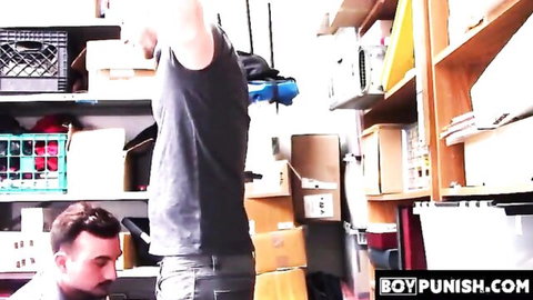 Thief in tank top bent over for uniform guy with big cock reward