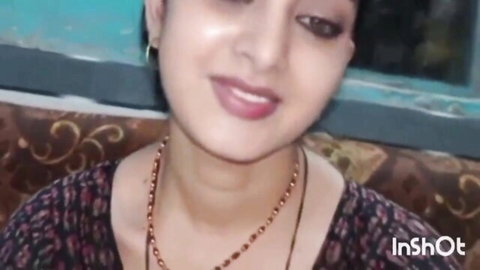 Cute Indian teen girlfriend smiling seductively with necklace in homemade video