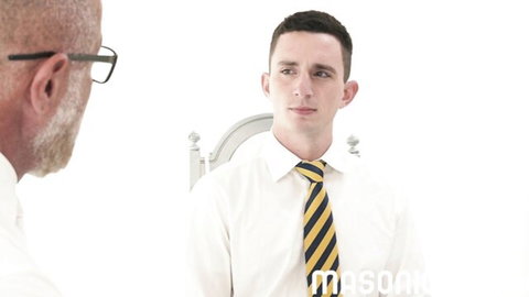 Felix Kamp in suited kinky scene with older coach, teasing feet and hairy play