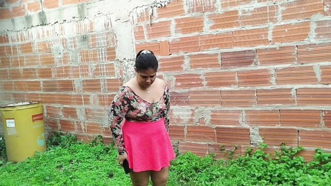 Adribella69 as Indian bhabhi in floral top and pink skirt outdoors