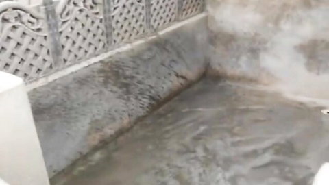 Leah Gotti's tight Pakistani housewife butt filled with cum in wet bathroom scene