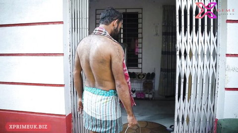 Sweaty Indian man in dhoti teases steamy doggy-style action with Desi Bhabhi