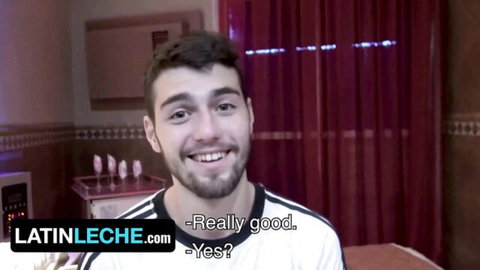 Cute Latino amateur guy smiling, preview for bareback sucking and cumshot
