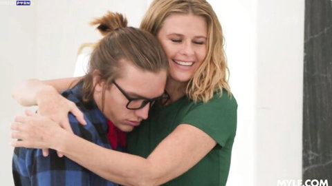 Reya Lovenlight as busty blonde stepmom hugs taboo young stud intimately