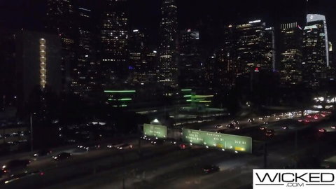 Blake Blossom pounded hard in car with LA city lights at night