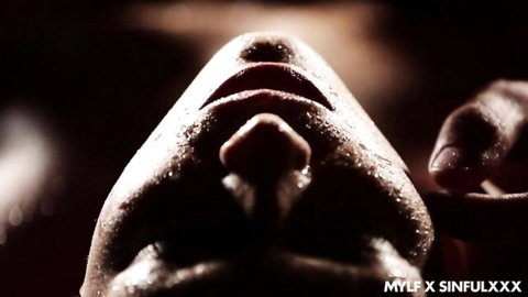 Karol Lilien in steamy close-up blowjob with sweat-glistened face
