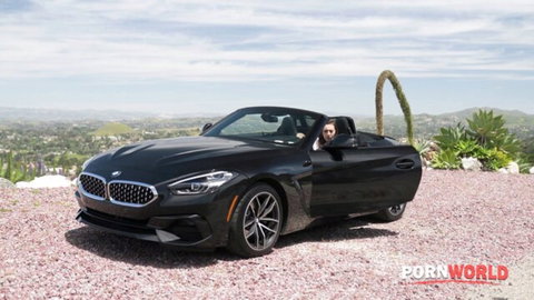 Bella Rolland in wild anal session with luxury black BMW convertible